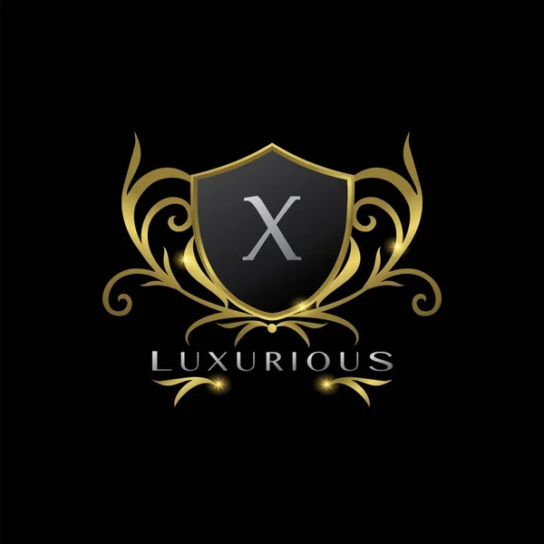 Golden Letter Luxurious Shield Logo Conceito Design Vetorial Para Negócios —  Vetores de Stock