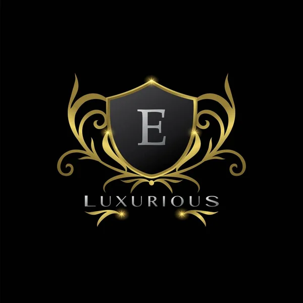 Golden Letter Luxuriöses Shield Logo Vektordesign Konzept Für Luxusunternehmen Hotels — Stockvektor