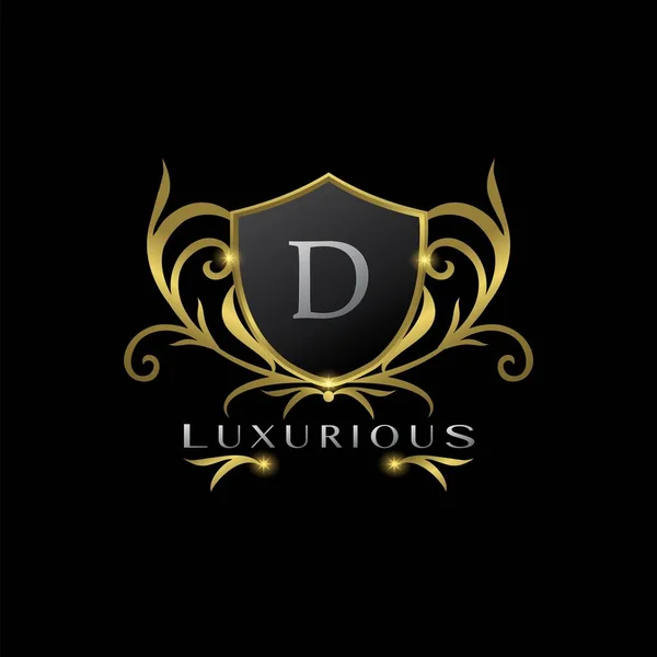 Goldener Buchstabe Luxuriöses Schild Logo Vektordesign Konzept Für Luxusunternehmen Hotels — Stockvektor