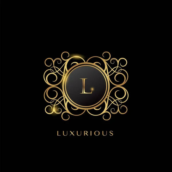 Elegancia Golden Luxurious Letra Logo Diseño Vectorial Concepto Forma Círculo — Archivo Imágenes Vectoriales