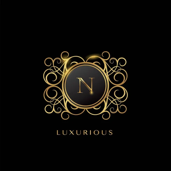Elegancia Golden Luxurious Letter Logo Diseño Vectorial Concepto Forma Círculo — Archivo Imágenes Vectoriales