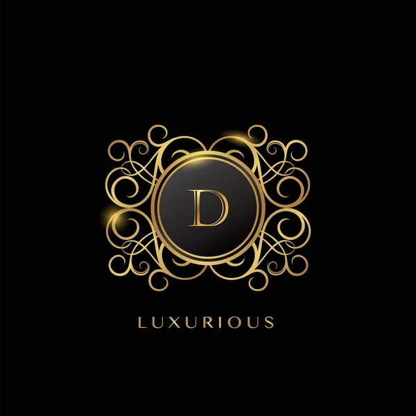 Elegancia Golden Luxurious Letter Logo Diseño Vectorial Concepto Forma Círculo — Vector de stock