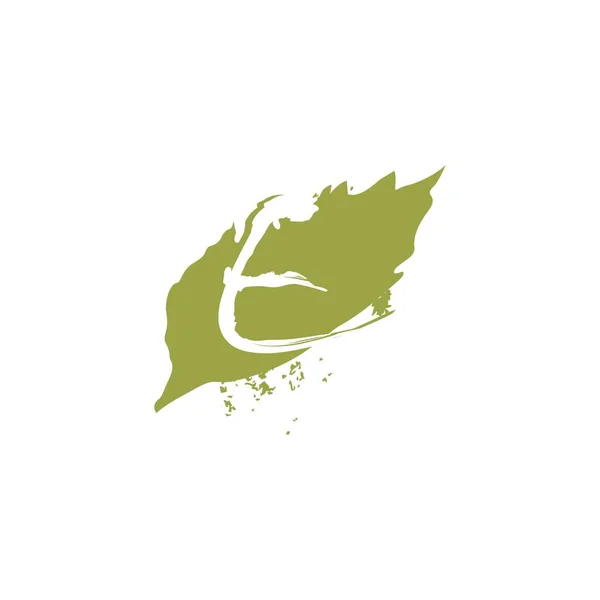 緑の自然葉スプラッシュレターEロゴアイコンベクトルデザインコンセプト — ストックベクタ