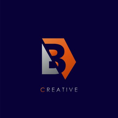 B Harfi Logo Simgesi Soyut Geometrik Tekno Yarı Altıgen Vektör Tasarımı Konsepti.