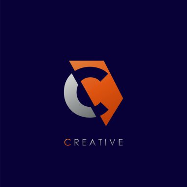 C Harfi Logo Simgesi Soyut Geometrik Tekno Yarı Altıgen Vektör Tasarımı Konsepti.