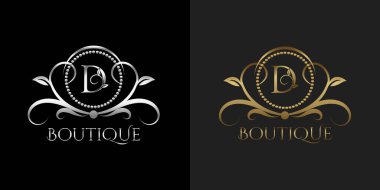 Lüks Logo D Şablonu Restoran, Kraliyet, Butik, Cafe, Otel, Heraldic, Mücevher, Moda ve diğer marka vektör çizimleri için Vektör Çemberi