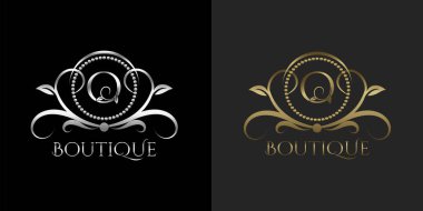 Lüks Logo Şablon O Şablon Restoran, Kraliyet, Butik, Cafe, Otel, Heraldic, Mücevher, Moda ve diğer marka vektör çizimleri için Vektör Çemberi