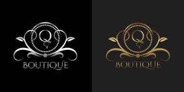 Lüks Logo Harfi Q Şablonu Restoran, Kraliyet, Butik, Cafe, Otel, Heraldic, Mücevher, Moda ve diğer marka vektör çizimleri için Vektör Çemberi