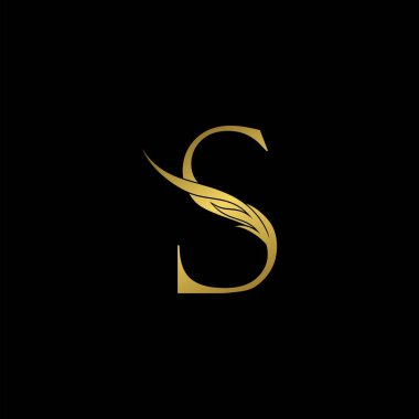 S harfi logo simgesi, basit vektör tasarım kanadı ilk harf, lüks iş kimliği için..