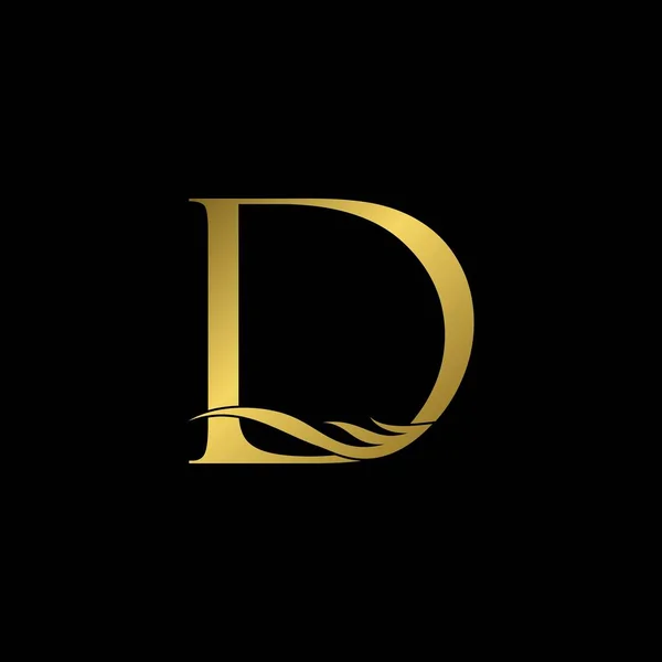 Значок Логотипа Golden Initial Letter Простое Крыло Концепции Векторного Дизайна — стоковый вектор