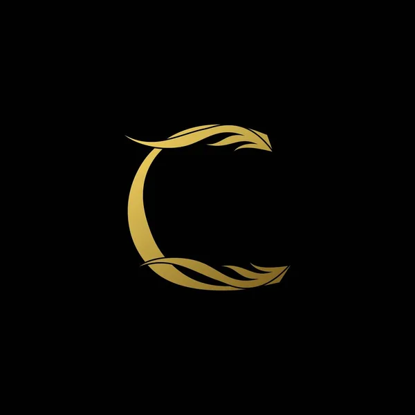 Golden Initial Letter Logo Icoon Eenvoudige Vector Ontwerp Concept Vleugel — Stockvector