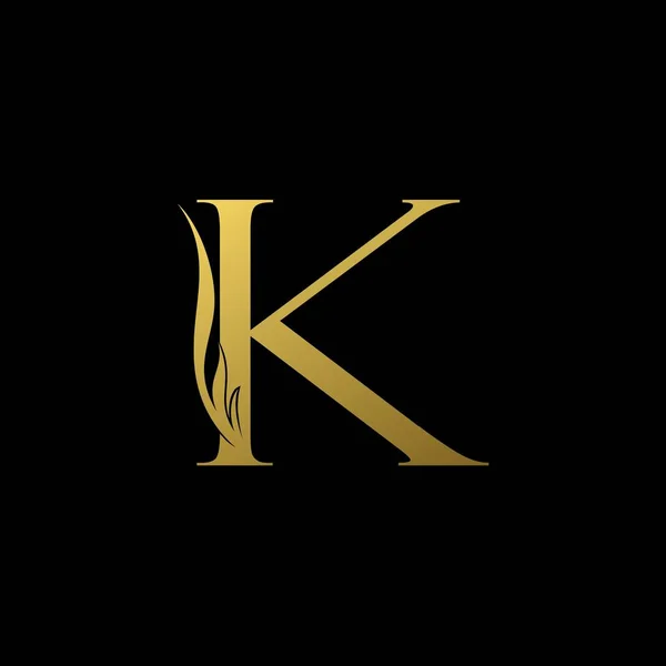 金首字母K标志图标 简约矢量设计概念翼与字母首字母 豪华商务身份 — 图库矢量图片