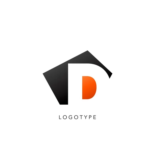 頭文字Dのロゴアイコン ベクトルデザインコンセプト負の文字Dロゴアイコンと抽象的なテクノ幾何学的な形状 — ストックベクタ