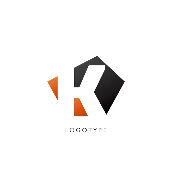 頭文字Kのロゴアイコン ベクトルデザインのコンセプト負の文字と抽象的なテクノ幾何学的な形状Kロゴアイコン — ストックベクタ