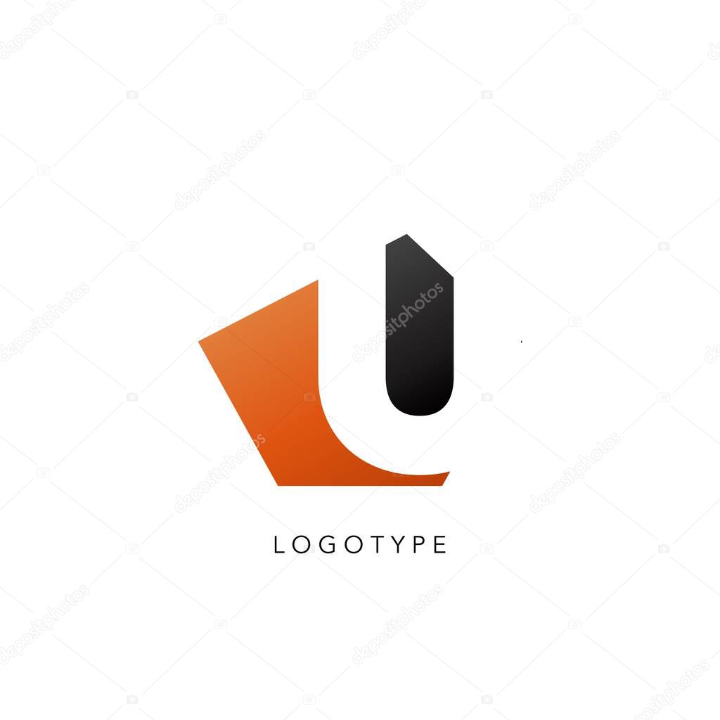 Initial Letter U logo icon. Vector design concept abstract techno geometrical shape with negative letter U logo icon.