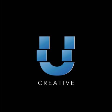 İlk Harf U Logo Simgesi, basit soyut tekno logo vektör tasarımı.