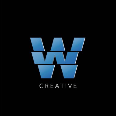 Başlangıç Harfi W Logo Simgesi, basit soyut tekno logo vektör tasarımı.