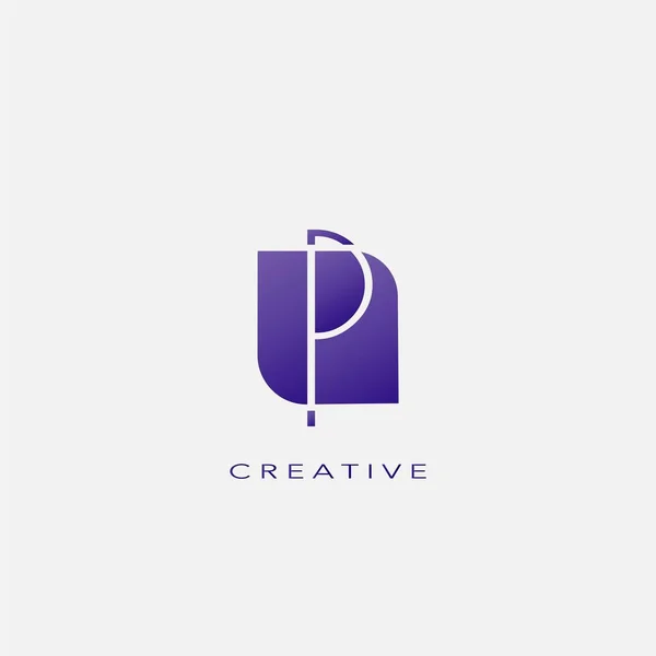 Eerste Letter Logo Pictogram Eenvoudige Abstracte Techno Geometrische Vorm Met — Stockvector