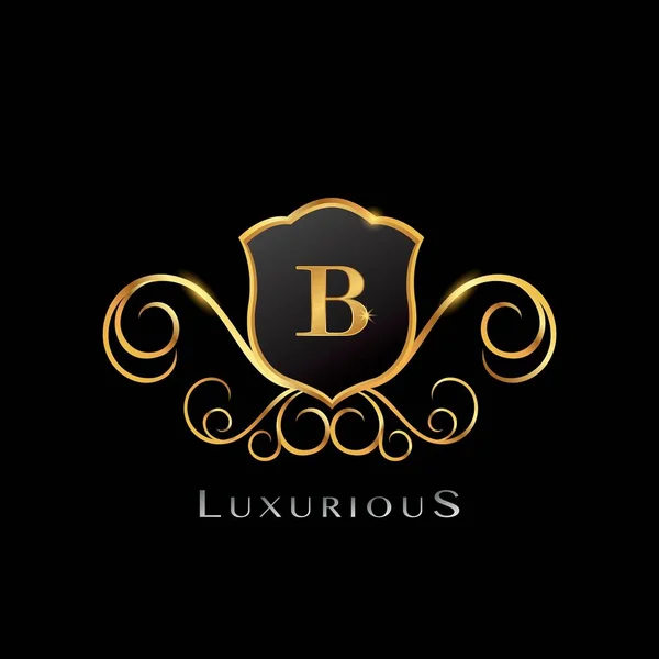 Logo Golden Luxurious Letter Diseño Vectores Elegancia Forma Escudo Conceptual — Archivo Imágenes Vectoriales