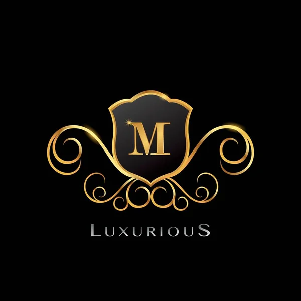 Golden Luxurious Letter Logo Elegance Vector Design Frass Shape First — 스톡 벡터