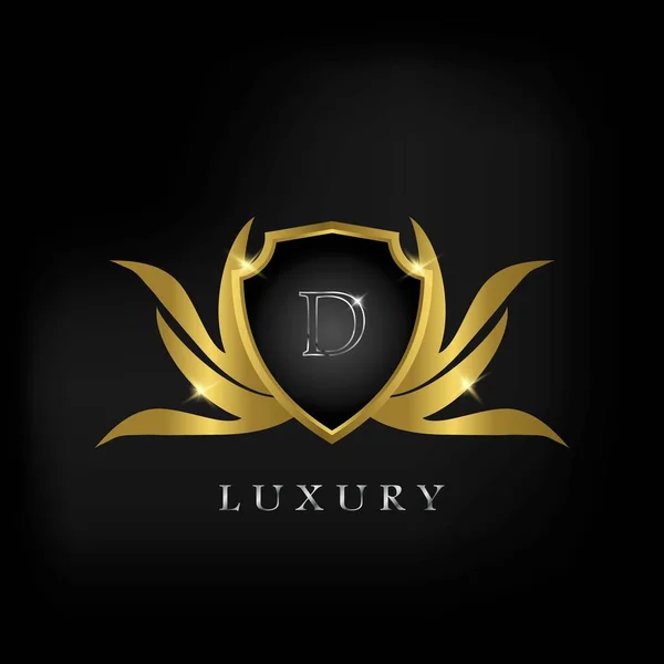 Golden Luxury Shield Letter Logo Icon Vector Design — 스톡 벡터