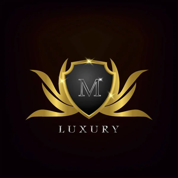 Golden Luxury Shield Letter Logo Icon Vector Design — 스톡 벡터