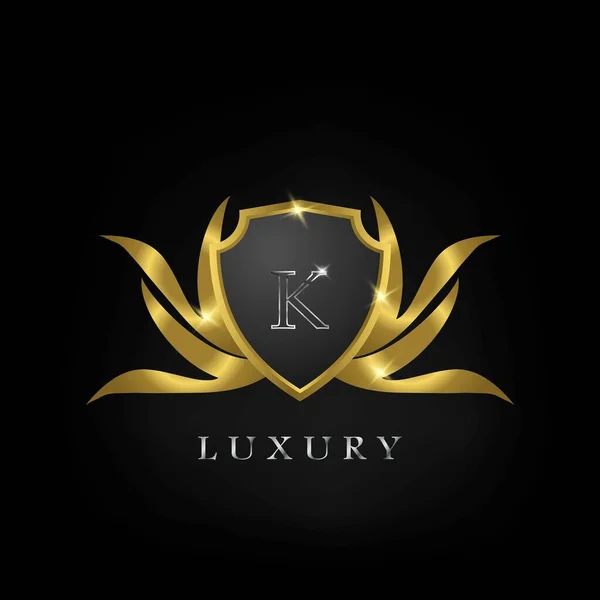 Golden Luxury Shield Letter Logo Ikon Vector Design — Stock vektor