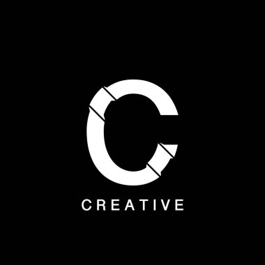 C Harfi Düz Logo Soyut Teknoloji Vektör Tasarımı Konsepti.