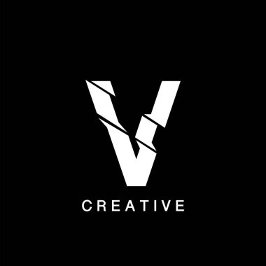 V harfinin baş harfi düz logo soyut teknoloji vektör tasarımı kavramı.
