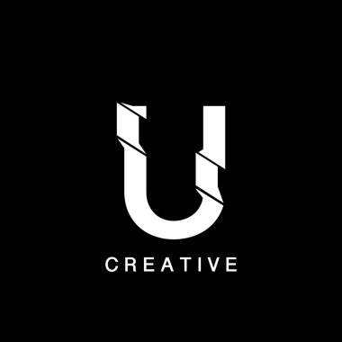 İlk U Harfi Düz Logo Soyut Teknoloji Vektör Tasarımı Konsepti.