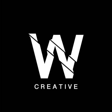 W harfinin Düz Logosu Soyut Teknoloji Vektör Tasarımı Konsepti.