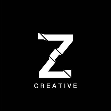 Z Harfi Düz Logo Soyut Teknoloji Vektör Tasarımı Konsepti.