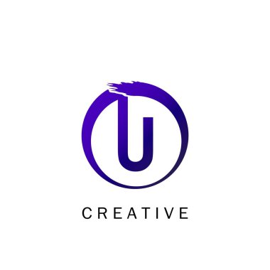Soyut Tekno Çember Başlangıç Harfi U logosu, teknoloji iş kimliği için vektör tasarımı kavramı.