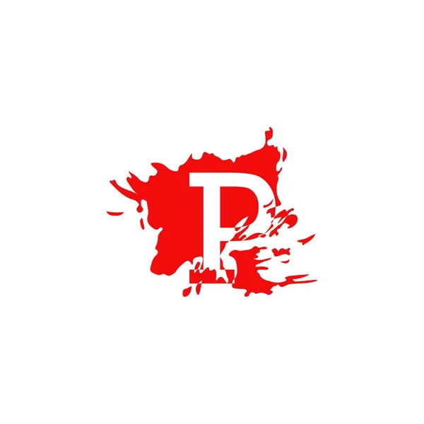 Tinta Vermelha Splatter Carta Ícone Logotipo Conceito Design Vetorial Abstrato — Vetor de Stock