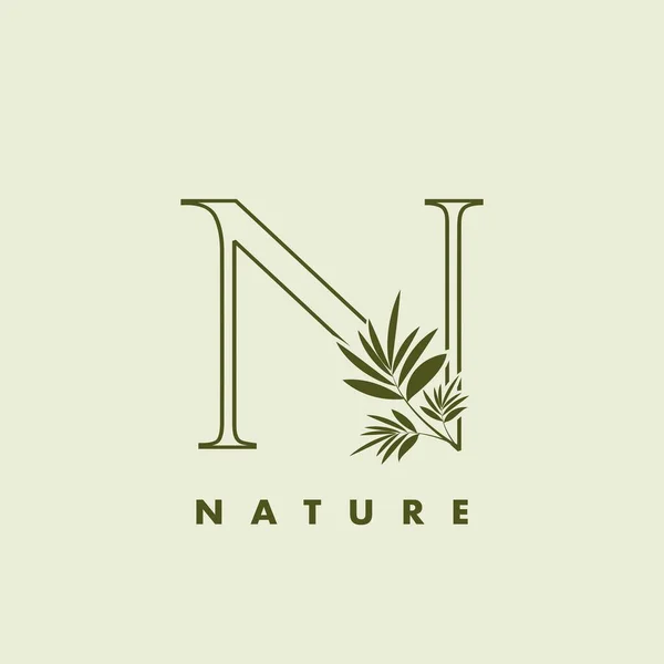 Outline Tropical Nature Letter Logo Icon Vector Design Concept Abstract — Stock Vector