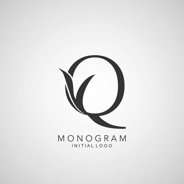 モノグラムイニシャルロゴレターQ シンプルなベクトルデザインコンセプト抽象的な自然花の葉文字のロゴアイコン — ストックベクタ