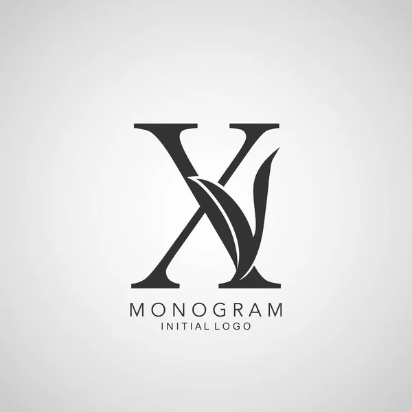 Monograma Inicial Logo Letra Diseño Vectorial Simple Concepto Abstracto Naturaleza — Vector de stock