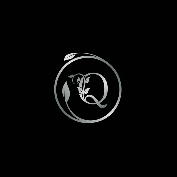 Silber Nature Letter Logo Vektor Design Konzept Abstrakten Kreis Tropischen — Stockvektor