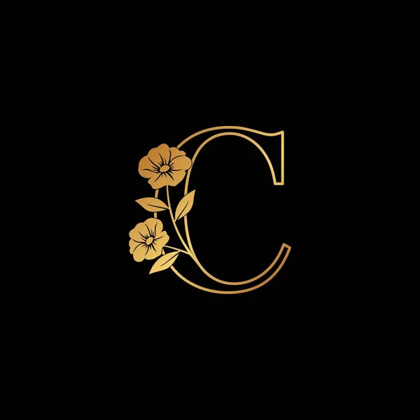 Золота Природа Квітка Початкова Літера Логотип Значок Старовинна Концепція Розкоші — стоковий вектор