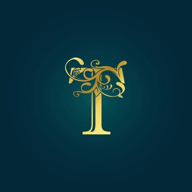 Altın Lüks Mektup T Logosu Vektör Tasarımı Harfli Çiçek Yaprağı.