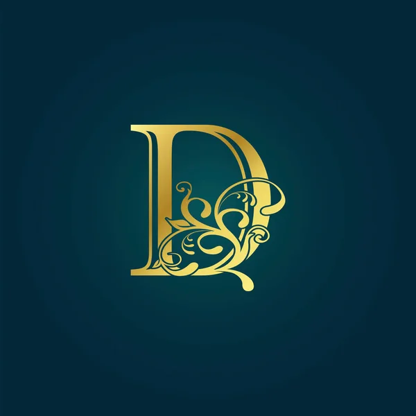 Golden Luxury Initial Letter Логотип Иконка Вектор Дизайн Концепции Цветочный — стоковый вектор