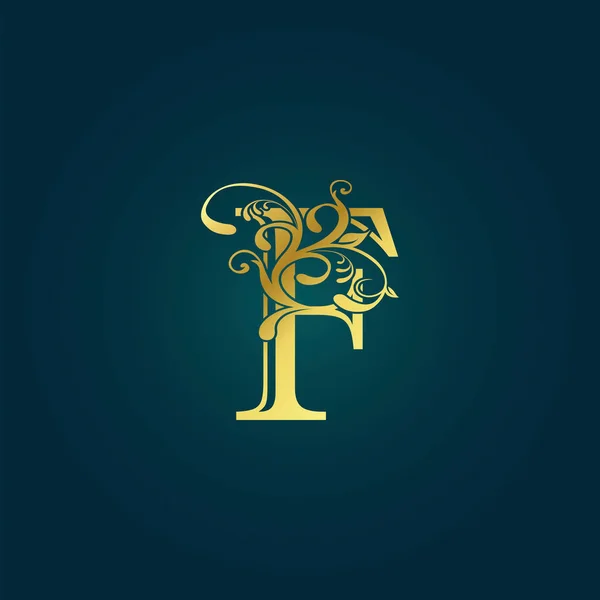 Золота Розкішна Початкова Літера Логотип Іконка Векторний Дизайн Концепція Квітковий — стоковий вектор