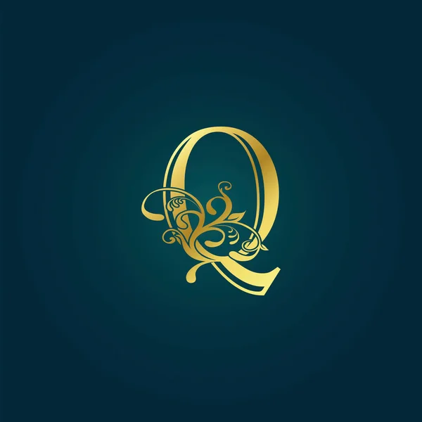Golden Luxury Initial Letter Koncepcja Wektora Logo Koncepcja Kwiatowego Liścia — Wektor stockowy