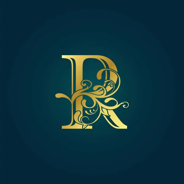 Golden Luxury Initial Letter Логотип Иконка Векторный Дизайн Концепция Цветочный — стоковый вектор