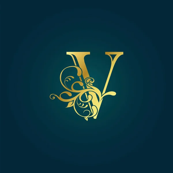 Golden Luxury Initial Letter Logo Εικονίδιο Διάνυσμα Σχεδιασμός Έννοια Floral — Διανυσματικό Αρχείο