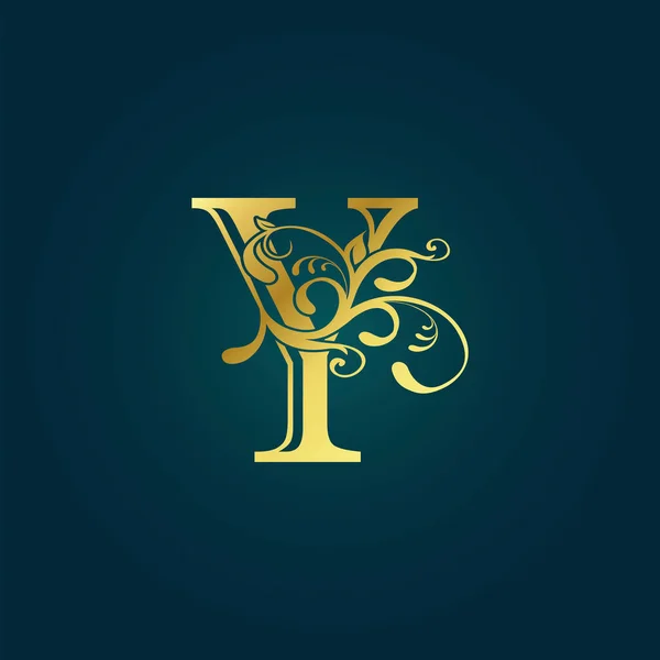 Letra Inicial Lujo Dorado Logo Icono Diseño Vector Concepto Hoja — Archivo Imágenes Vectoriales