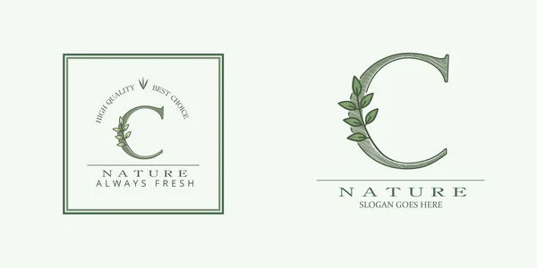 Doğa Yaprağı İlk C Mektup Logosu, İş kimliği için Vektör Tasarım Konsepti Botanik