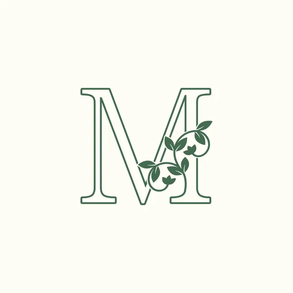 自然M文字のロゴアイコン アンティークベクトルデザイン自然花の葉ビジネスのための高級コンセプト — ストックベクタ
