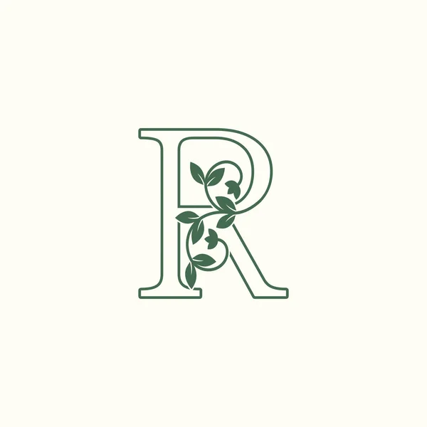 自然R文字のロゴアイコン アンティークベクトルデザイン自然花の葉ビジネスのための高級コンセプト — ストックベクタ