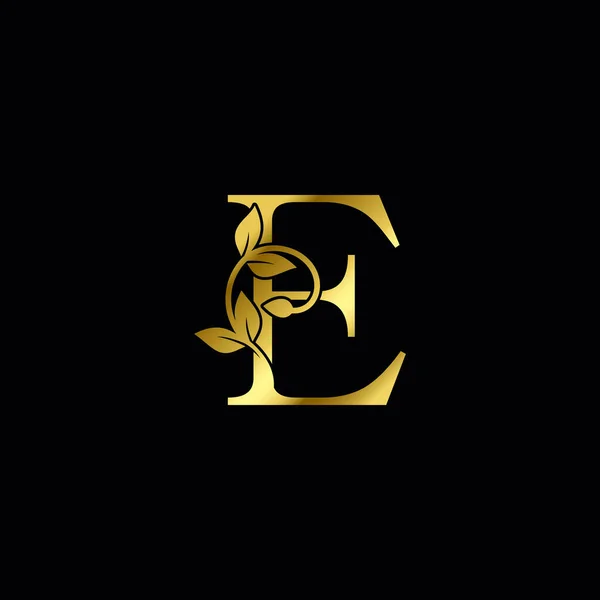 Golden Lettre Minimaliste Luxe Nature Initiale Tropical Leaf Logo Conception — Image vectorielle
